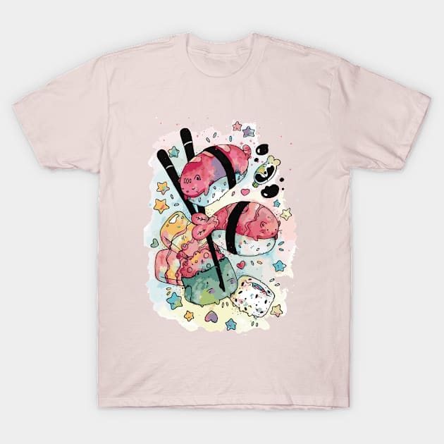 Kawaii Sushi Cat T-Shirt by The Craft Coven